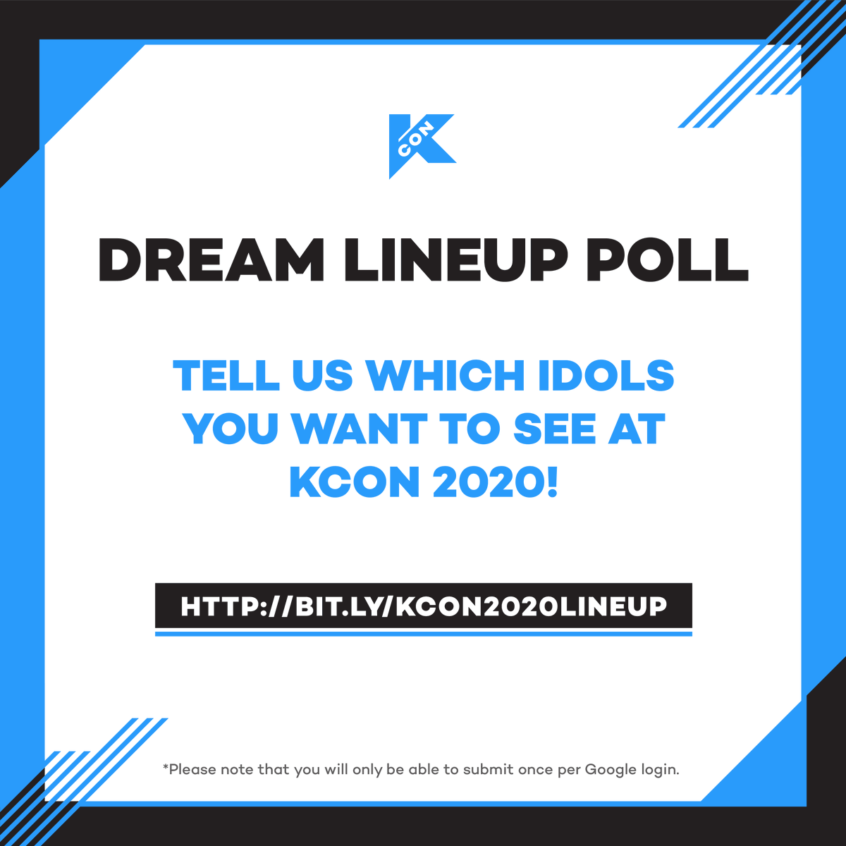 kconusa's tweet photo. Who do you want to see at #KCON20NY &amp; #KCON20LA? Tell us your KCON 2020 DREAM LINEUP via the form below!

Poll closes @ 11:59 pm on January 22, 2020. 

https://t.co/5kVbCryQjp https://t.co/uAiVMvAaVC