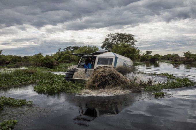How a <a href="/WFP/">World Food Programme</a> operation using all-terrain vehicles helped to bring new year relief to a remote #SouthSudan village hard hit by floods👇 insight.wfp.org/there-is-no-si…