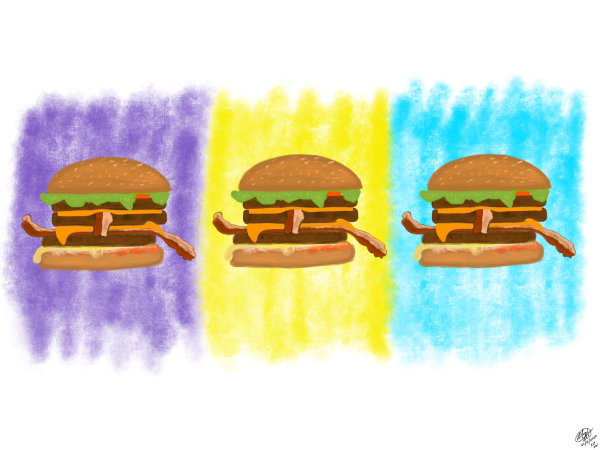 Inspired today by the news that <a href="/burgerspriest/">The Burger's Priest</a> is coming to Ottawa. #ArticlesOfImpeachment whoops - I mean #art - #painting #Procreate #burger #drawing #Doodles
