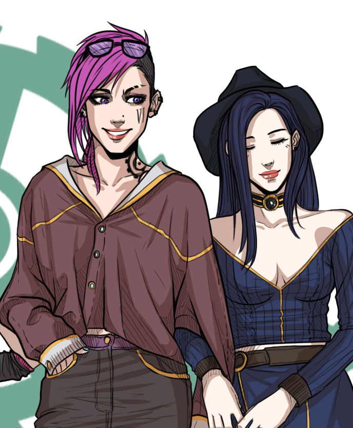 Fan art VI, Caitlyn and little Jinx Casual outfit. 