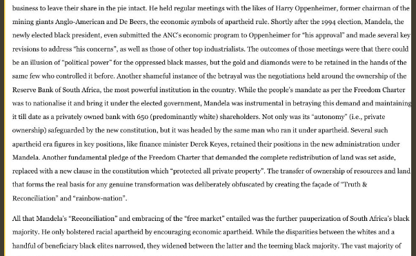 Lwandle1949's tweet photo. #Codesa BETRAYAL
👇
Th negotiations held around SARB,th mst POWERFUL institution in th SA
*Mandate ws to NATIONALISE it
*Mandela &ANC ECONOMIC CHIEFS wer instrumental in maintaining it till date as privately owned bank wit 650 shareholders
#StayWoke
Tito https://t.co/mBfmH9AlyT