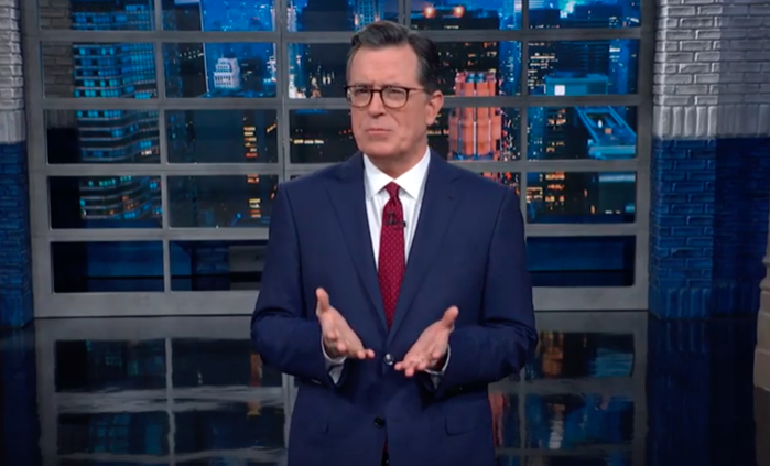 mashable's tweet photo. Stephen Colbert explains the latest 'ridiculously incriminating' and deeply stupid Ukraine evidence against Trump https://t.co/TpbxrWuadv https://t.co/4OQuy2rcXt