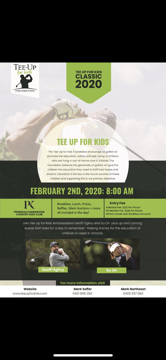 marksoffer's tweet image. Just a few spots left in our Annual Tee-Up For Kids Classic at @pkcgc on Feb 2nd. Should be a fantastic day at a brilliant golf course, raising money for a great cause. More info and registration: teeupforkids.com/events-product… 

@mikeclaytongolf @LukasJMichel @suohgolf @GeoffOgilvyGolf