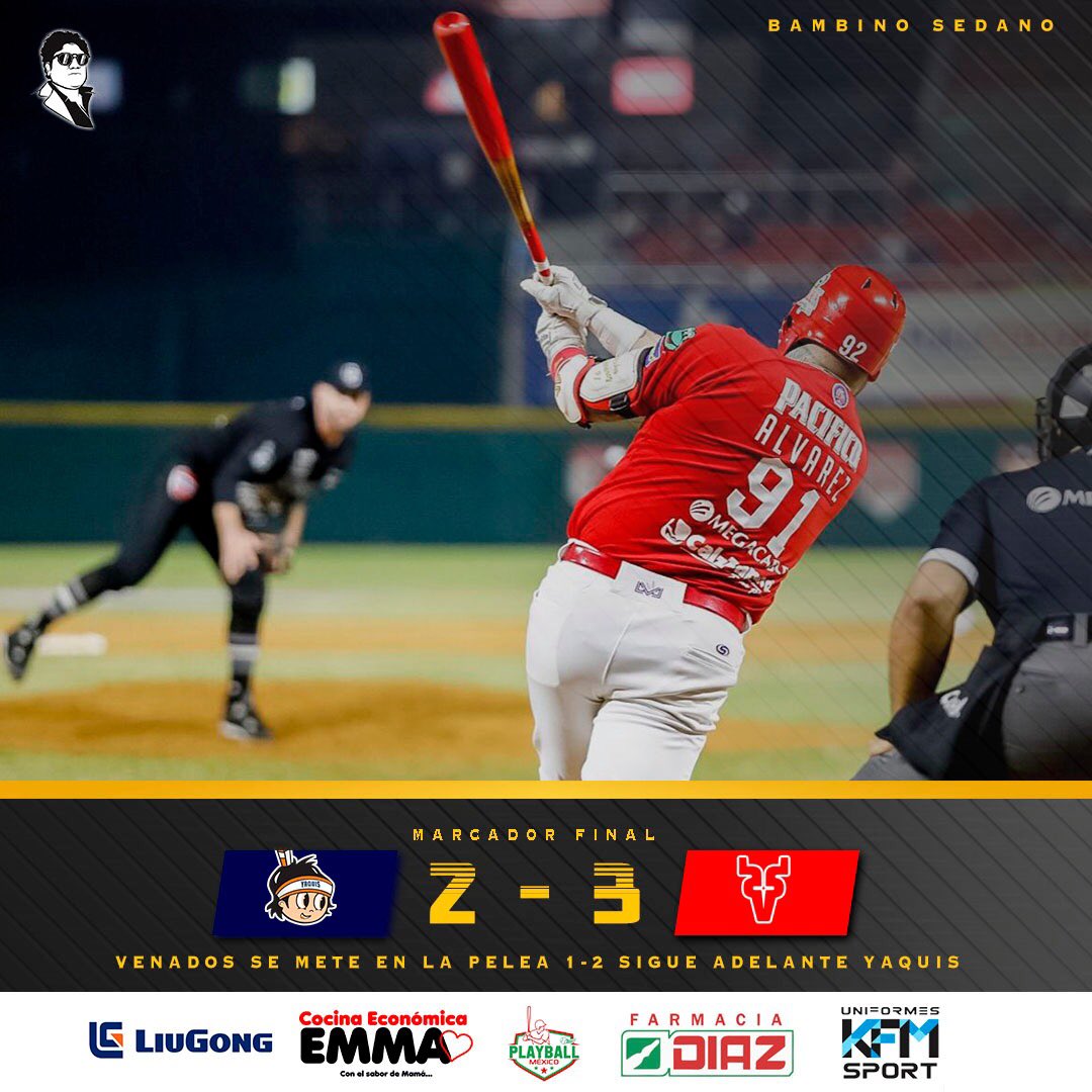 Venados está en la pelea, vencen 3-2 a los Yaquis y se acercan en la serie. Ricky Álvare dio HR y Juan Pablo Oramas tuvo brillante apertura 🔥⚾️

#PostemporadaLMP