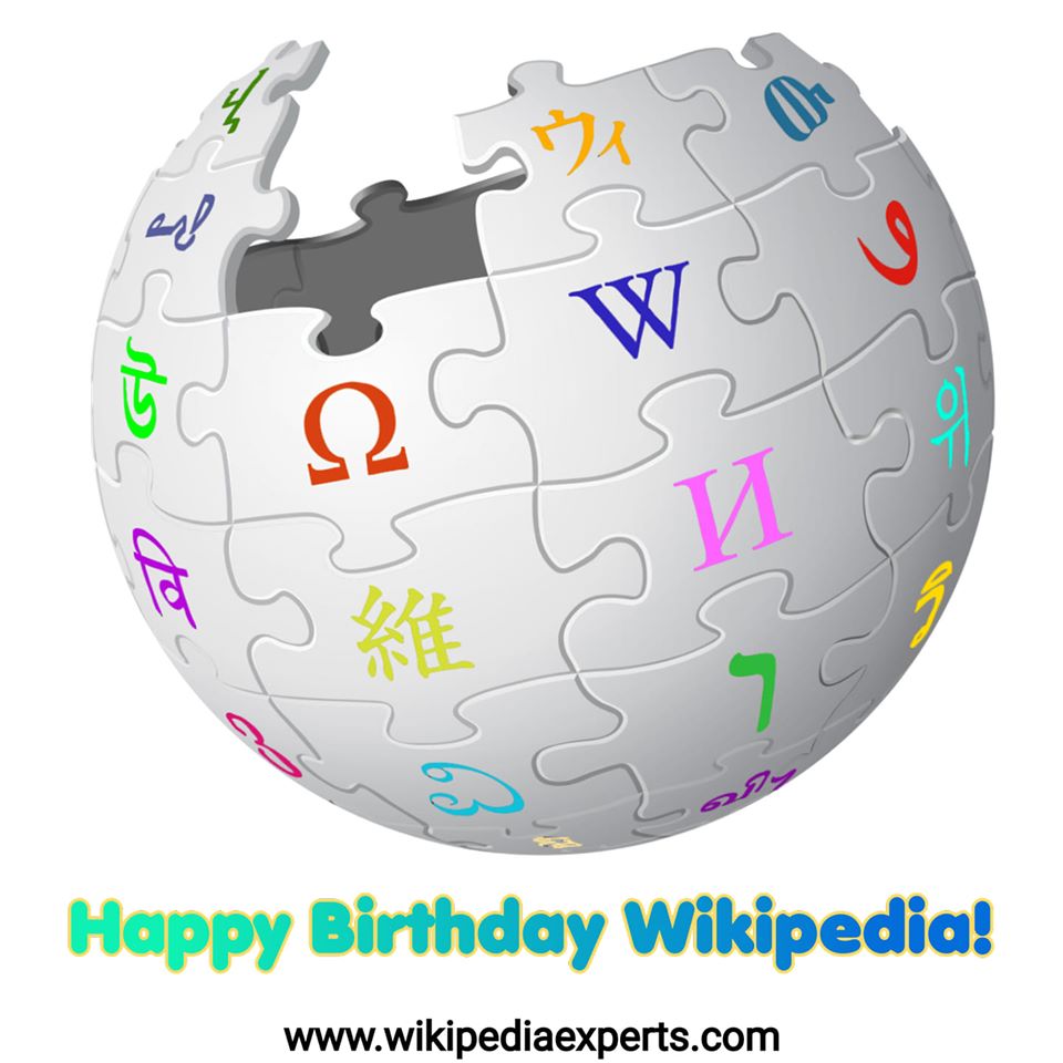 HireWikiEditors's tweet photo. Happy Wikipedia Day! 🎉🎂🎈

Today, Wikipedia turned 19 years old.

Over 265 billion pageviews, Wikipedia has over 300 languages and among the world's top-ten most-visited websites.
.
.
.
.
#WikipediaDay #iloveWikipedia #Wikipedia19 #wikipedia2020 #wikipedia #happybirthday https://t.co/VeyjlHzXtm
