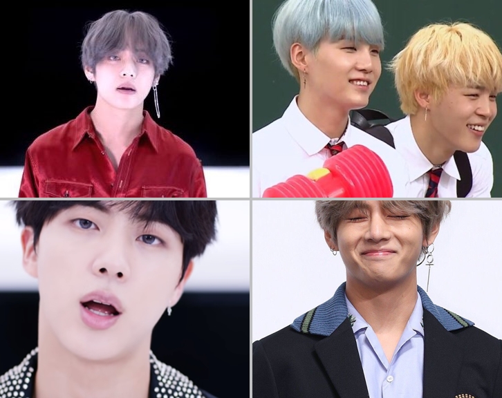 Remember the dangly earring Jin started wearing during early days of the Wings Tour. He wore it all the time even when the boys clowned him for it. Of course Jin didn’t listen. He clearly knows better since soon the stylist noonas used them to style all the boys in DNA era.