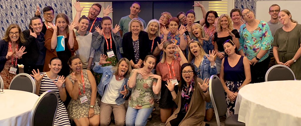 MyTLee3's tweet photo. So proud of this PBL crew of educators, leaders, and instructional coaches at the @i_on_the_Future #pblworks_downunder conference! Their passion to make a difference in ALL their studentsโ lives through PBL inspires me. #AussiePBL101 #familyportrait #PBLworks_downunder @PBLWorks https://t.co/dQ6mCFt5ZV