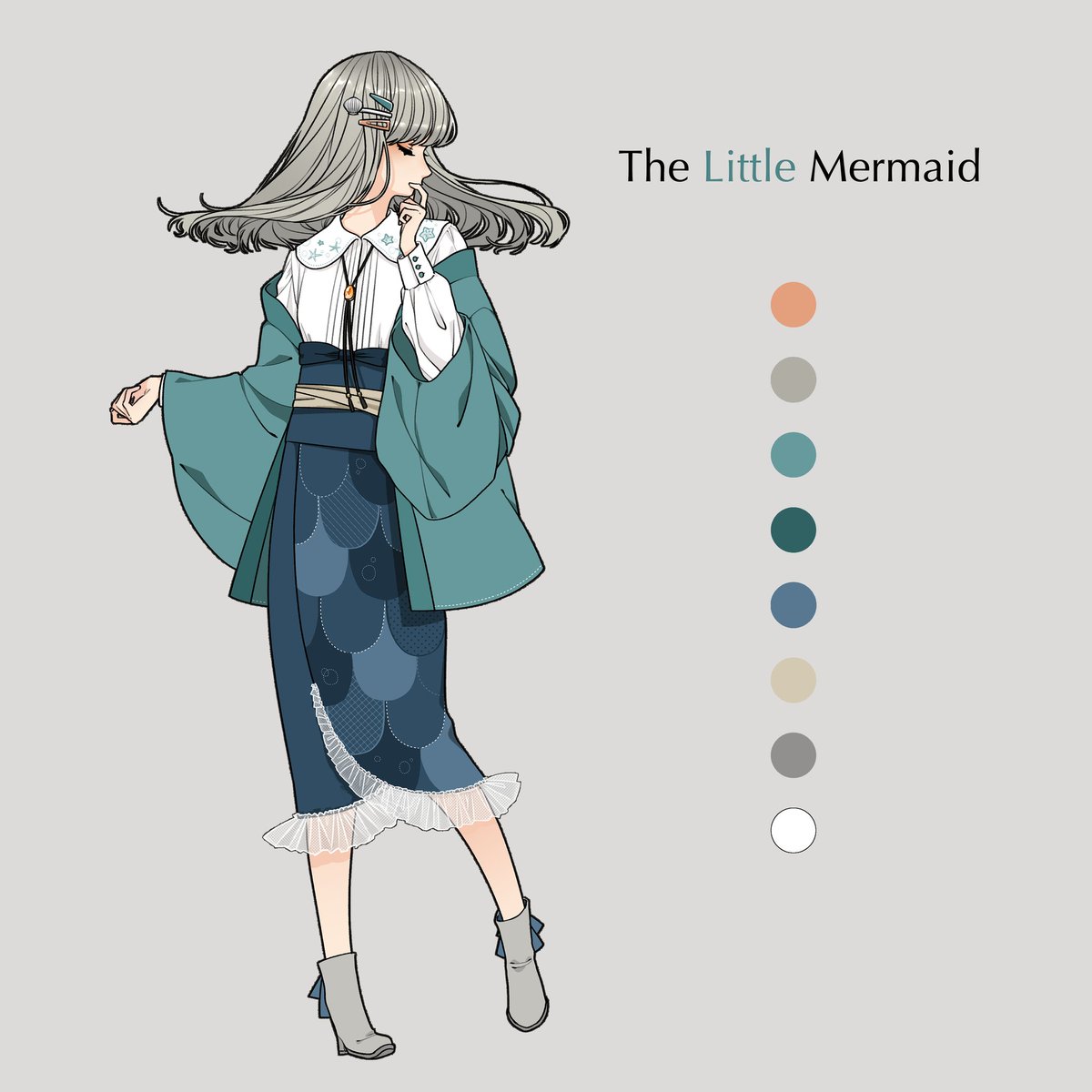 和風童話 人魚姫 花月 現代創作和服 発売中 のイラスト