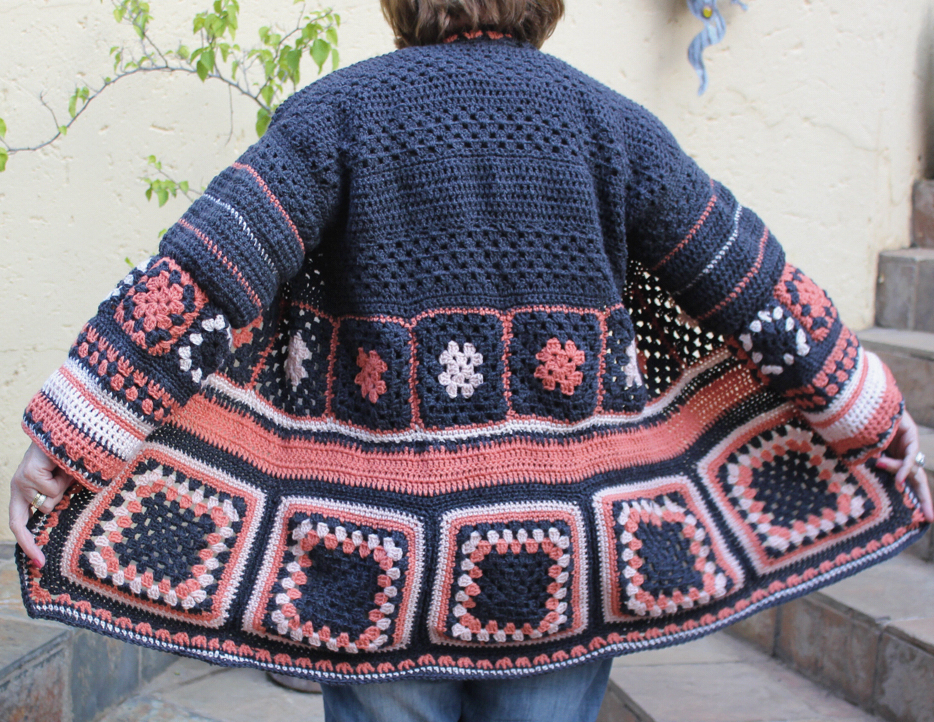 Boho granny cheap square coat