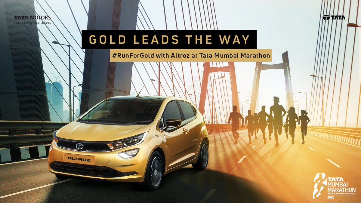 TataMotors's tweet image. Get ready as Altroz leads the way for runners at #TheGoldStandard of marathons- Tata Mumbai Marathon 2020. Visit the Marathon Expo today and #RunForGold. @TataMumMarathon 
When? 
16-17 Jan from 10am to 7pm
18 Jan from 10am to 5pm
Location: GN Block, MMRDA Ground, BKC Mumbai.
