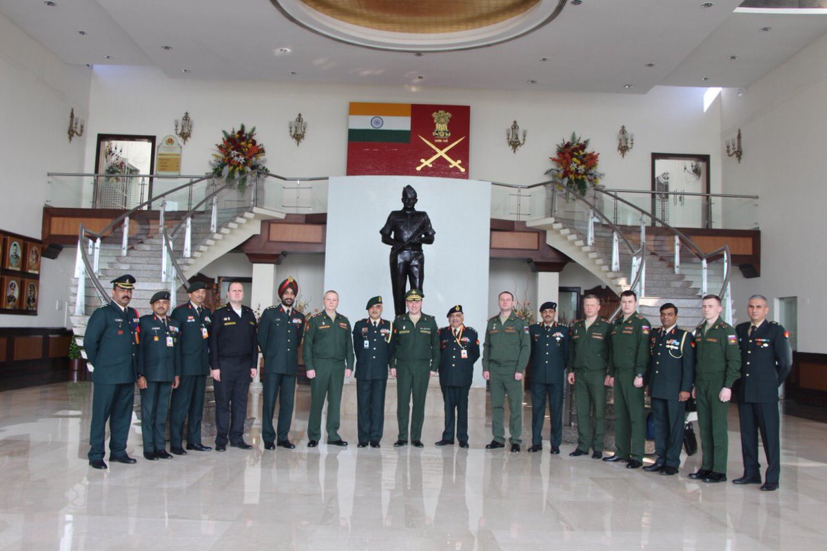 anishsingh21's tweet photo. A five member #RussianArmy logistics delegation,led by Maj Gen Andrei Kozlov, interacted with #OperationalLogistics delegation of #IndianArmy at Manekshaw Centre.Discussed and shared information on aspects of mutual interest on logistic support. @adgpi @IndEmbMoscow @RusEmbIndia https://t.co/bsTvtW4t2y
