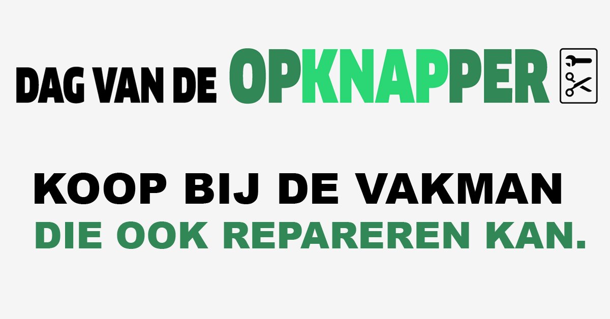 Vandaag is het de dag van de opknapper! Wist u bijvoorbeeld dat wij jaarlijks 50.000.000 kg elektronica weggooien. Deze spullen kunnen we beter repareren. Hierdoor hebben we minder grondstoffen en energie nodig.  Voor meer informatie kijk op dagvandeopknapper.nl.