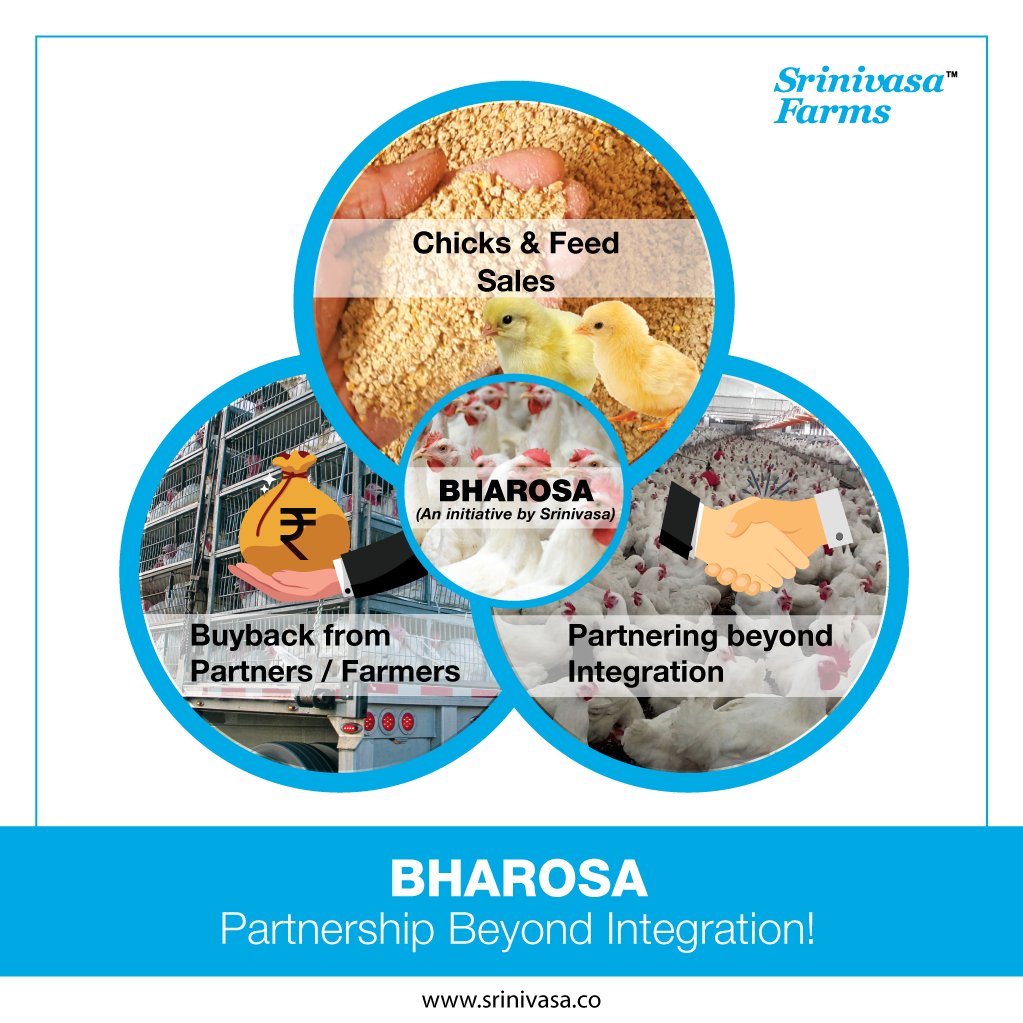 srinivasa_farms's tweet photo. โBharosaโ an initiative by Srinivasa Farms to the farmers for higher productivity, profits & reduced risks with adoption of partnership in broiler farming.
#SrinivasaFarms #BroilerIntegration #Broiler #Ross308AP95 https://t.co/mXlCoRfj6K