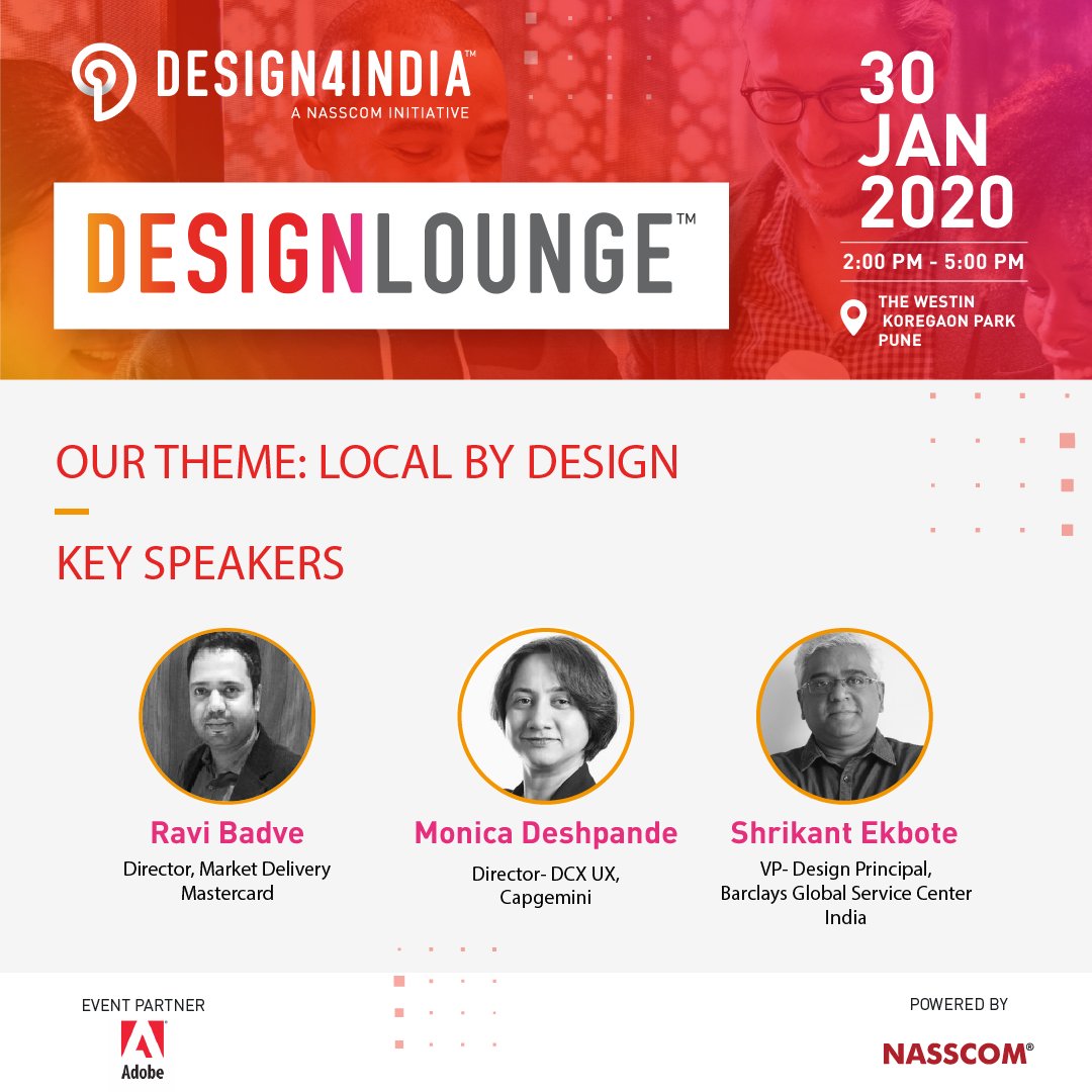 Design4India_'s tweet photo. We're thrilled to collaborate with Adobe and bring Design Lounge to Pune! We will have pioneers in the design and technology industry coming together and sharing their unique perspectives around the topic Local By Design. 

Grab your passes now: https://t.co/p0I9tpRlpF https://t.co/Yd9PiRx9Ol