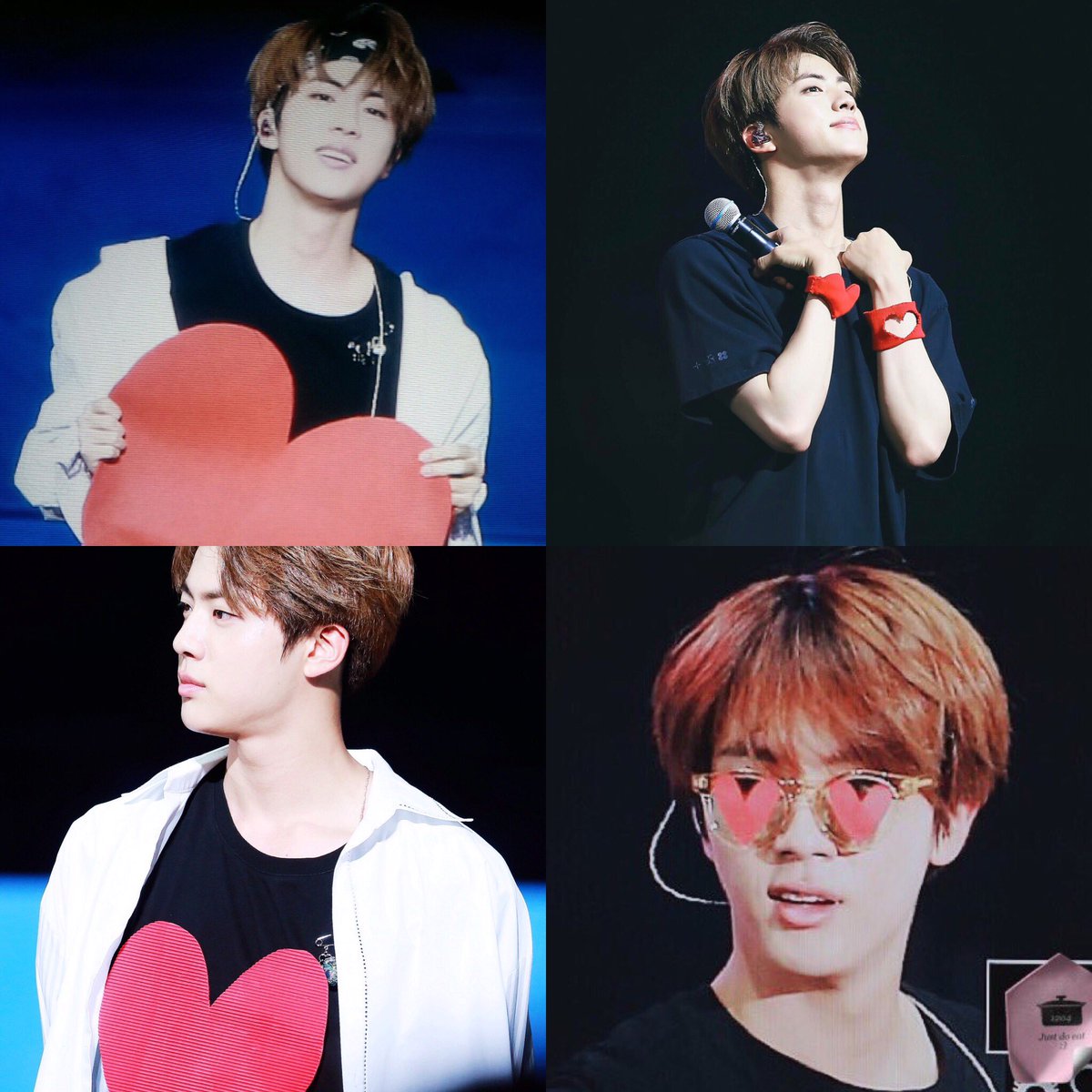 Jin's iconic heart events that he came up with during the Wings tour. Eventually, Jin suggested a heart event centric Go Go performance and we got this ICONIC never seen before Go Go performance. This man's creativity knows no bounds.
