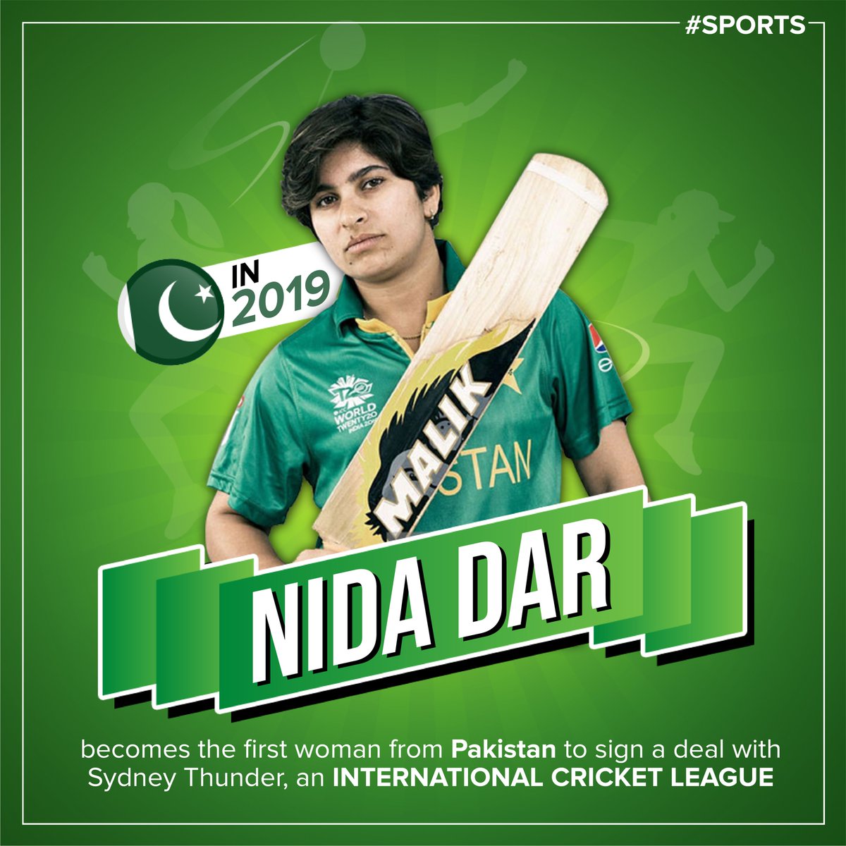 HouseOfPakistan's tweet photo. Pakistan has achieved alot in the year 2019 relating to sports, travel, science, education etc.
Let's have a look
Nida Dar becomes the first woman from Pakistan to sign a deal with Sydney Thunder, an International Cricket League.
#pakistanin2019 #Pakistan #sports https://t.co/O26lQjCGal