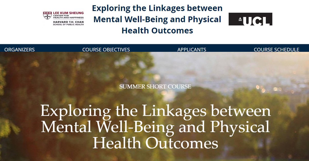 Behavioural Science & Health UCL (@ucl_bsh) on Twitter photo 📢 Calling junior faculty/postdocs interested in mental wellbeing & physical health!
We are excited to launch a 5-day course led by Professors <a href="/andrewp_steptoe/">AndrewSteptoe</a> & Laura Kubzansky <a href="/HarvardChanSPH/">Harvard T.H. Chan School of Public Health</a>. Check out the website for info: bit.ly/2u2pnKo #BSHnews #mentalhealth 📢 Calling junior faculty/postdocs interested in mental wellbeing & physical health!
We are excited to launch a 5-day course led by Professors <a href="/andrewp_steptoe/">AndrewSteptoe</a> & Laura Kubzansky <a href="/HarvardChanSPH/">Harvard T.H. Chan School of Public Health</a>. Check out the website for info: bit.ly/2u2pnKo #BSHnews #mentalhealth