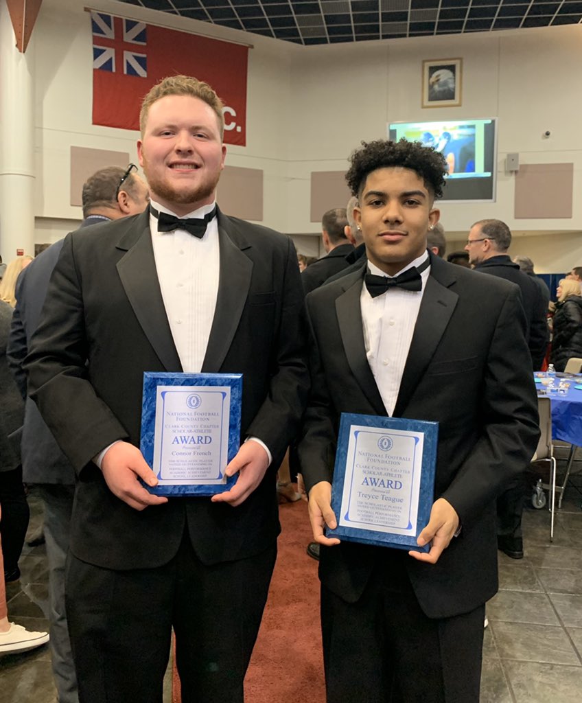 frenchy4426's tweet photo. Congratulations @CMF_67_  &amp; @TeagueTreyce for being honored at the @NFF_ClarkCoWa banquet tonight as scholar athletes &amp; to @CoachPeck11 for the Gary Boggs coaches award. Way to represent @PrairieFB!  @jamesy510 @PHSgradparty @Prairie_AD https://t.co/4sWJOf6sm7