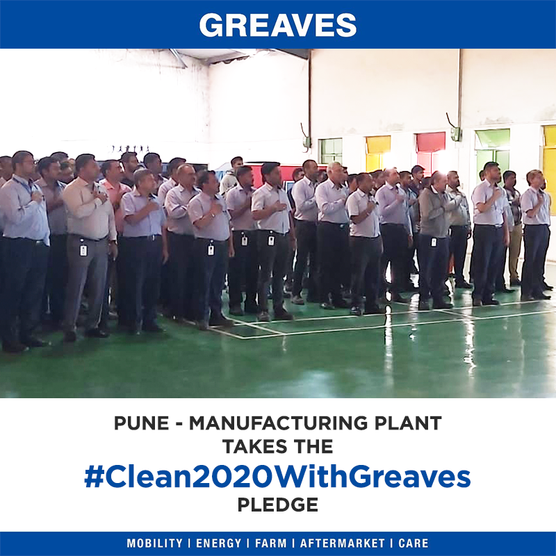 GreavesCottonIN's tweet photo. A pledge for a greener earth. Our employees from Pune have also taken the #Clean2020WithGreaves pledge! 
Join us in taking the pledge by simply sending us a selfie of you taking the pledge and tell us what you’re pledging for via DM. Best entries stand a chance to win goodies! https://t.co/9ztH50a2NF