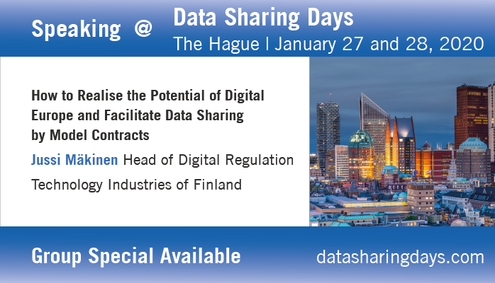 @Jussi_M from @TechFinland creating a regulatory environment that enables European businesses and citizens to prosper from #DigitalTechnologies at the @DataSharingDays in The Hague on Jan 27 and 28, 2020. Agenda: datasharingdays.com #DSDTheHague @ThePaypers