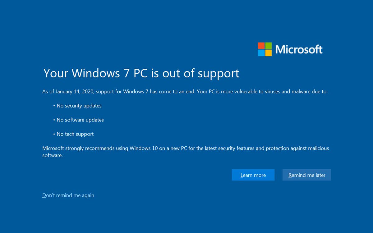 hellodreamweb's tweet photo. Microsoft bids farewell to windows 7 and the millions of pcs that still run it

An end of the traditional #Windows era https://t.co/ha5ISl6lEN

#Microsoft #Windows7 #Windows10 https://t.co/eOHxE1olL8