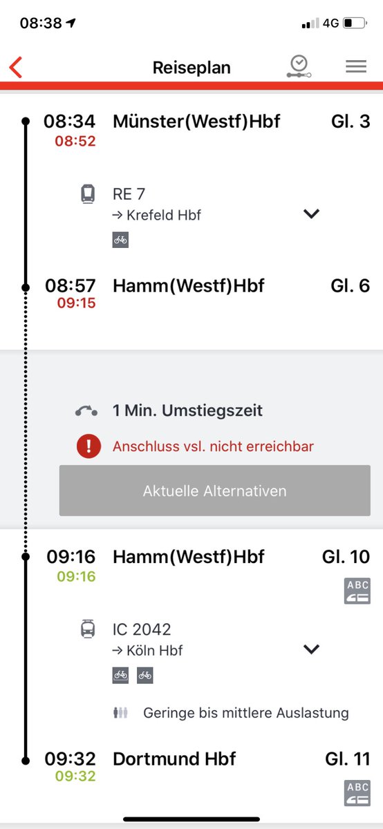 Liebe <a href="/DB_Bahn/">Deutsche Bahn Personenverkehr</a> Hier in Münster stehen viele Menschen, die durch die Sperrung der Direktstrecke MS->Do über Hamm nach Dortmund müssen. Kann der Anschlusszug in Hamm wohl zwei Minuten auf uns warten?