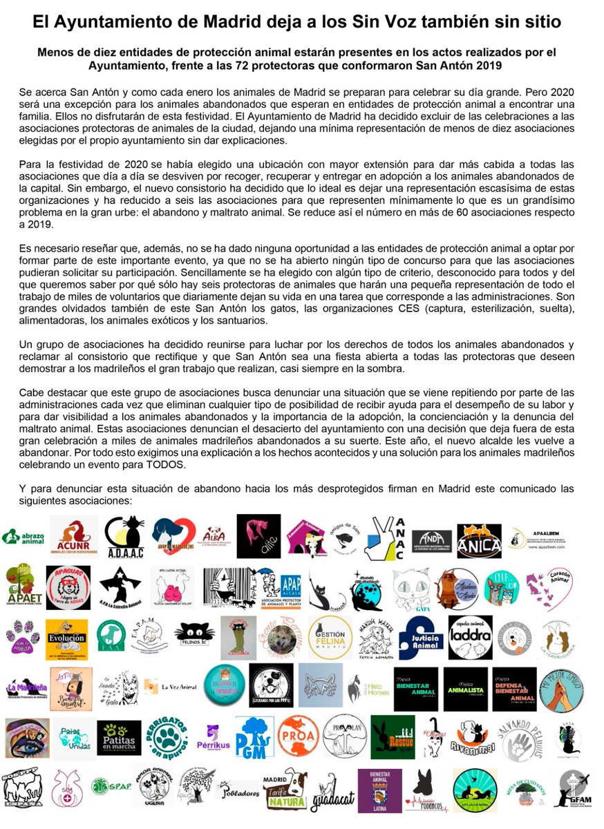 GuadacatCES's tweet photo. @MADRID expulsa a ls asociaciones protectoras de animales d #SanAnton @GuadacatCES se une a la protesta ante sta decisión q nos quita la posibilidad de informar a la ciudadanía sobre nuestro trabajo voluntario... Por un #SanAnton en el q participemos todos, tb los abandonados https://t.co/KZ5njtaWAB
