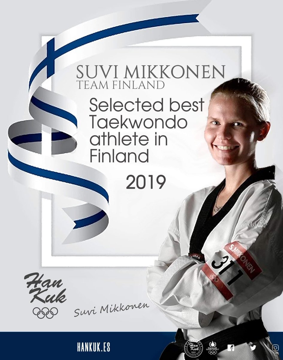 Enhorabuena a nuestra atleta <a href="/Suvimikkonen/">Suvi Mikkonen Coach</a> que ha sido premiada por los medios de comunicación de Finlandia como la mejor atleta de Taekwondo 🥋 🎖
