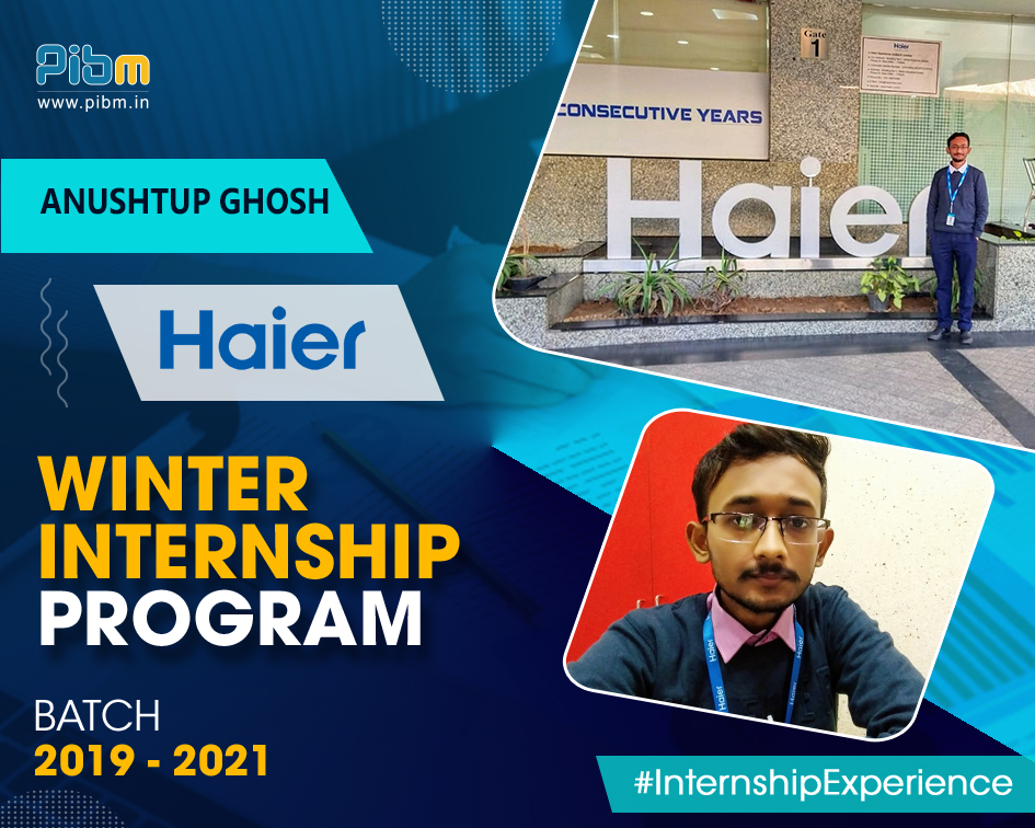PunePIBM's tweet image. PIBM students get a chance to rigorously explore the corporate world during their Winter Internship Program. Here&apos;s a glimpse of Mr. @anushtup_ghosh during his Winter Internship Program at Haier Appliances India Pvt. Ltd
#WinterInternshipProgram #Haier #WIP2020 #PIBMPune