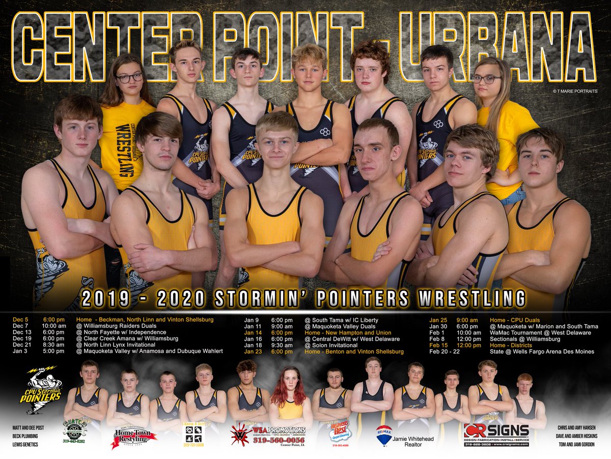 tmarieportraits's tweet photo. 2019 - 2020 CPU Wrestling
It has been so fun to follow these talented individuals this season! Wishing you all the best for the remainder of the season! #cpu #tmariesports #storminpointers #iowahighschoolsports #iowawrestling @CPUathletics https://t.co/4cLEDmBuY2