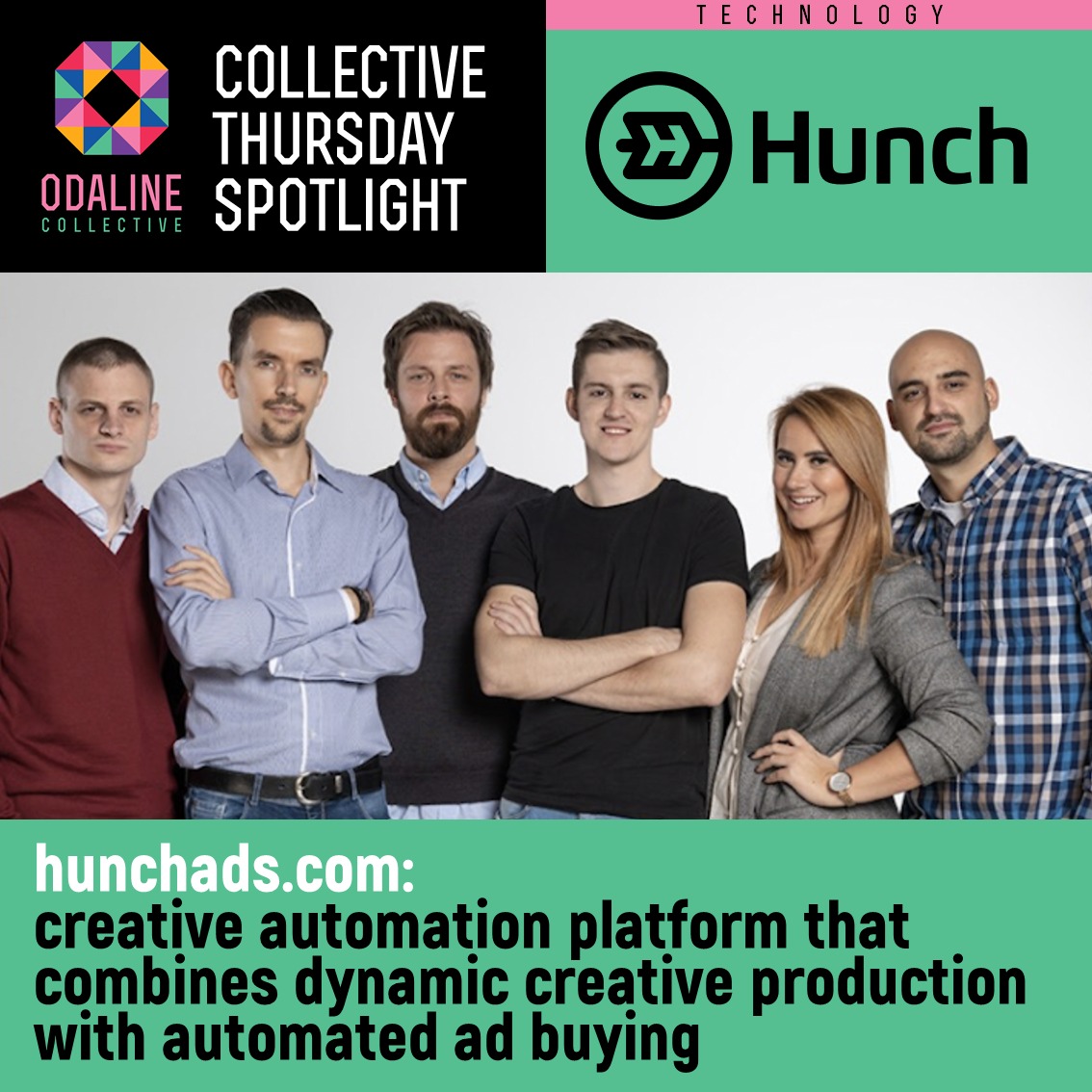 weareodaline's tweet photo. #COLLECTIVETHURSDAY Spotlight!
Every Thursday, we'll present friends of the ODALINE collective! This week @HunchAds - amazing tech to align your creative in digital and social.
#socialmedia #social #creative #tech https://t.co/5xzJjJKIdr