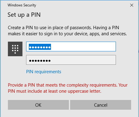 kane_mtb's tweet photo. Hey @Microsoft it is not PIN if it has a number in it, it is a password (Personal Identification NUMBER) https://t.co/q5mmiBtf8X