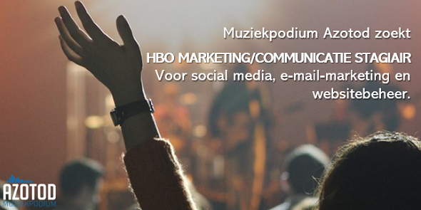 Azotod (@azotod) on Twitter photo Wil je betrokken worden bij leuke evenementen en de content verzorgen voor een muziekpodium met meer dan 40 jaar geschiedenis? Stuur dan een mailtje naar vrijwilligers@azotod.nl. De inhoud en duur van de stageopdracht bepalen we in overleg. #stage #marketing #communicatie Wil je betrokken worden bij leuke evenementen en de content verzorgen voor een muziekpodium met meer dan 40 jaar geschiedenis? Stuur dan een mailtje naar vrijwilligers@azotod.nl. De inhoud en duur van de stageopdracht bepalen we in overleg. #stage #marketing #communicatie