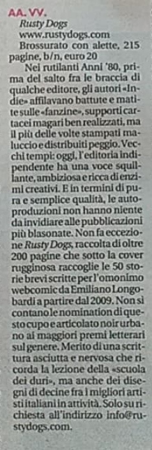 _emo_longobardi's tweet photo. #RustyDogs fra i dieci migliori fumetti del 2019 per #Alias, supplemento culturale del #Manifesto. https://t.co/vz488g0lox