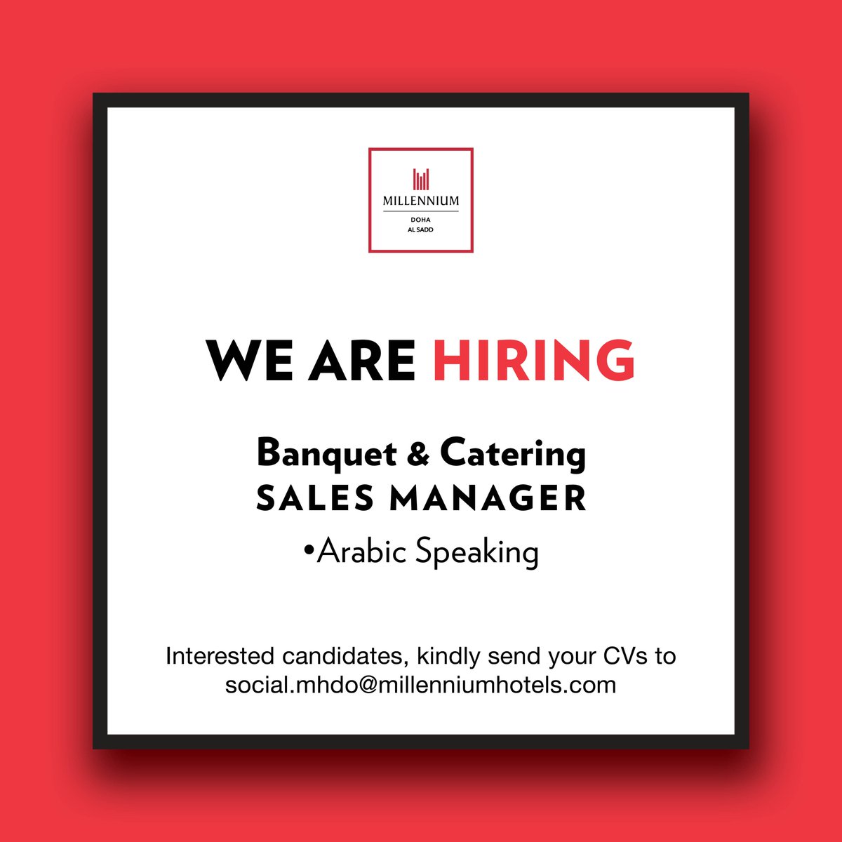 We're hiring!
#SalesManager #Job #JobVacancy #DohaQatar #JobAlert #Jobopportunity #jobopening
