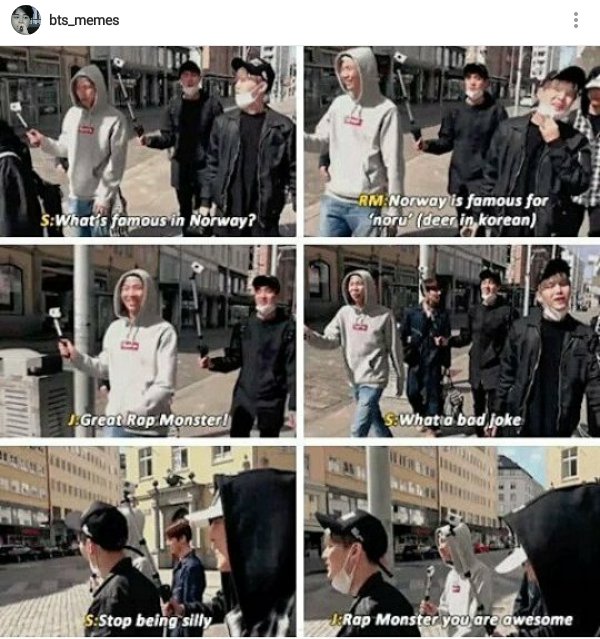 The iconic dad jokes that started off as always with maknae line laughing, Namjoon secretly laughing and Yoongi straight up ignoring Jin’s dad jokes. As always, Namjoon couldn't resist Jin for too long and broke easily.