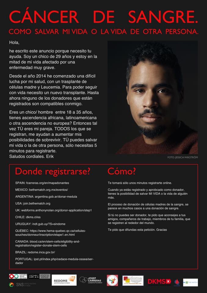 imyrin's tweet photo. HJÄLP

Min vän är allvarligt sjuk och behöver en stamcellsdonator NU. Trots att flera tusen registrerat sig på senaste tiden har man inte hittat en matchning.

Snälla, kolla om du kan bli donator. Speciellt om du är en man med utomeuropeisk bakgrund.

Och snälla, sprid detta. ❤️ https://t.co/020uAPUkof