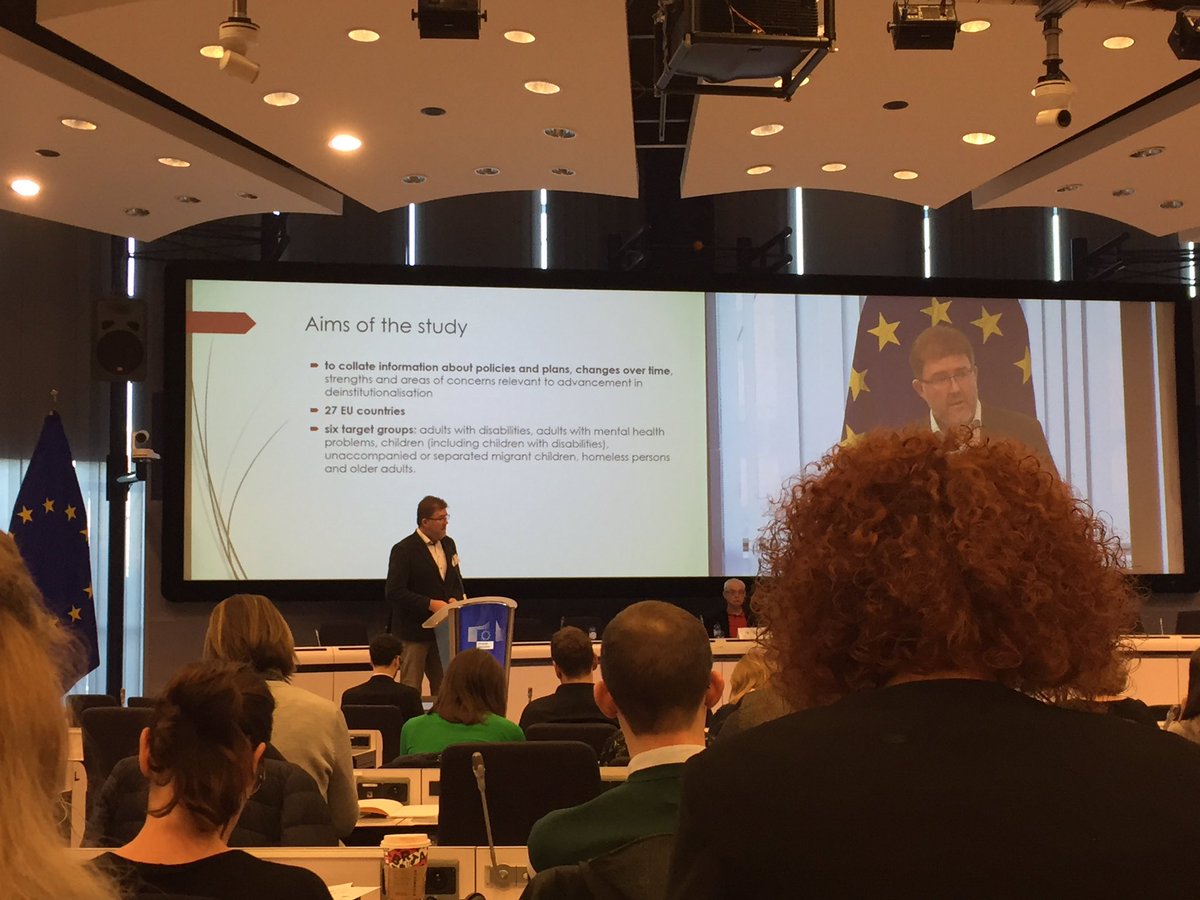 Juliedbb69's tweet photo. Jan Šiška presenting findings from our report on Transition from institutional care to community-based services in 27 EU member states at EU conference Toward Inclusion. @TizardCentre https://t.co/rB79j8T532