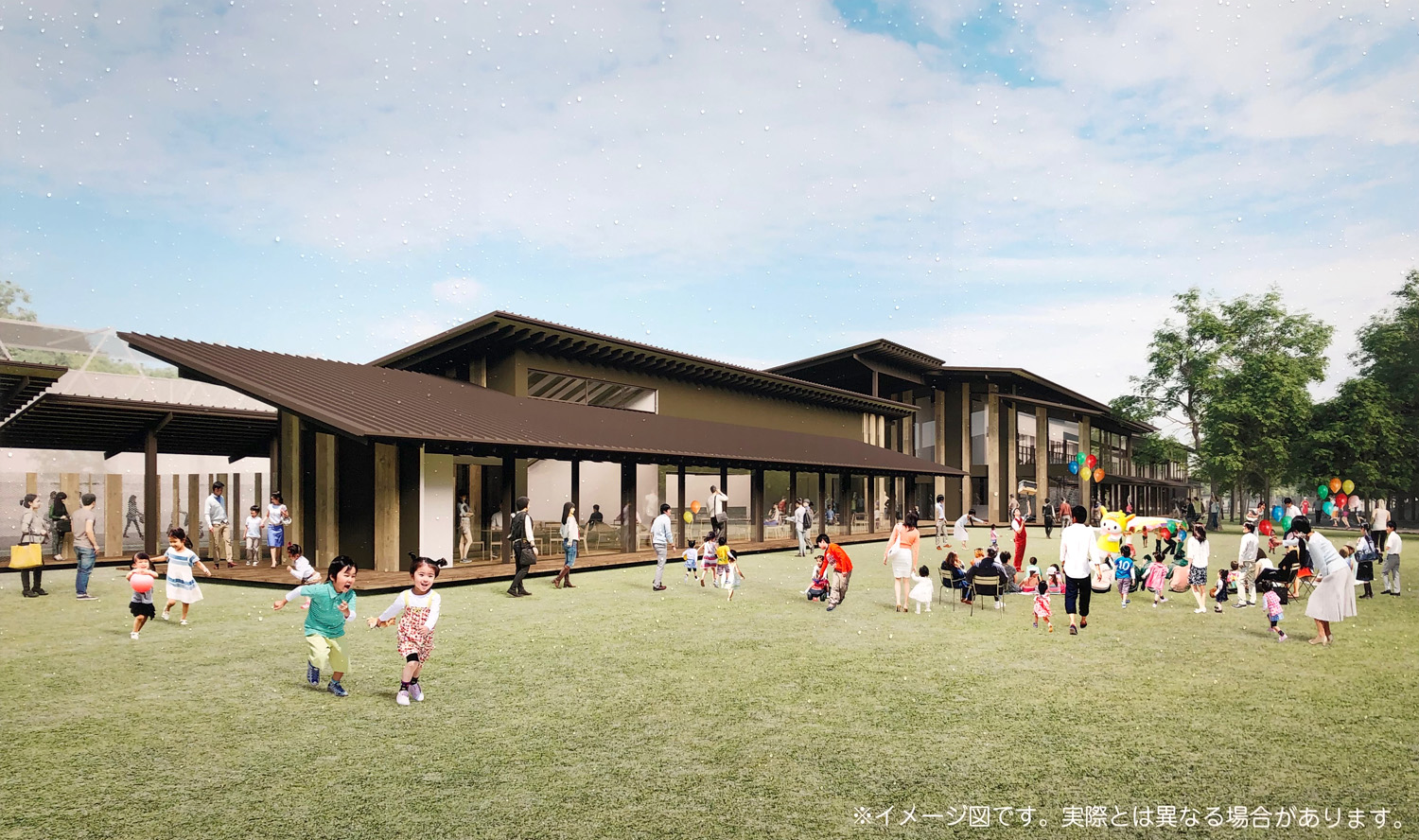 Japan Architects 隈研吾による 田園調布せせらぎ公園文化施設 東急多摩川駅前の 民間テニスクラブであった土地を整備した公園内の施設 上棟し建物の本格的な工事に掛かる 年10月完成予定 T Co U5adobeqrt Twitter