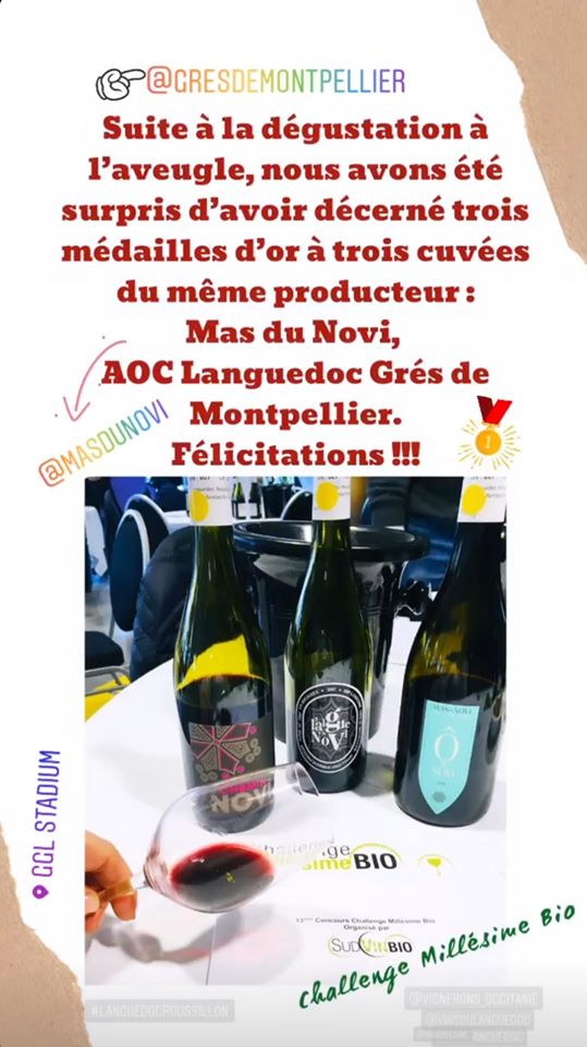 MASDUNOVI's tweet photo. 2020 commence bien ! 😁
Voici les trois seuls Grés de Montpellier médaillés d'or au Challenge Millésime Bio 🍷

Chemin de Novi 2017🥇
Aigue de Novi 2017🥇
Ô de Novi 2016🥇

#masdunovi #challengemillesimebio #millesimebio #gold
#wine #gresdemontpellier #aoclanguedoc #goldmedal https://t.co/o8UlQ4UnSG