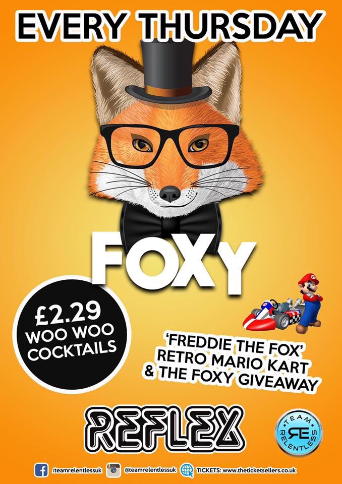 ReflexBroadSt's tweet photo. Come on down and have some fun with foxy! Grab yourself a cheeky woo woo at only £2.29 and unwind ready for the weekend! https://t.co/gHfhPmPbi7
