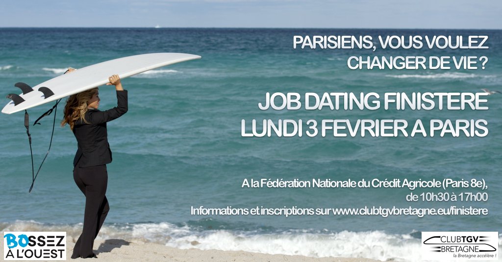 Des centaines de postes ouverts en #Bretagne pour travailler au sein d’entreprises des services, de l’industrie, du numérique…et une invitation à changer de vie !
Les principales entreprises basées en #Finistère s’associent pour recruter à #Paris avec le <a href="/clubtgvbretagne/">Club TGV Bretagne</a>.