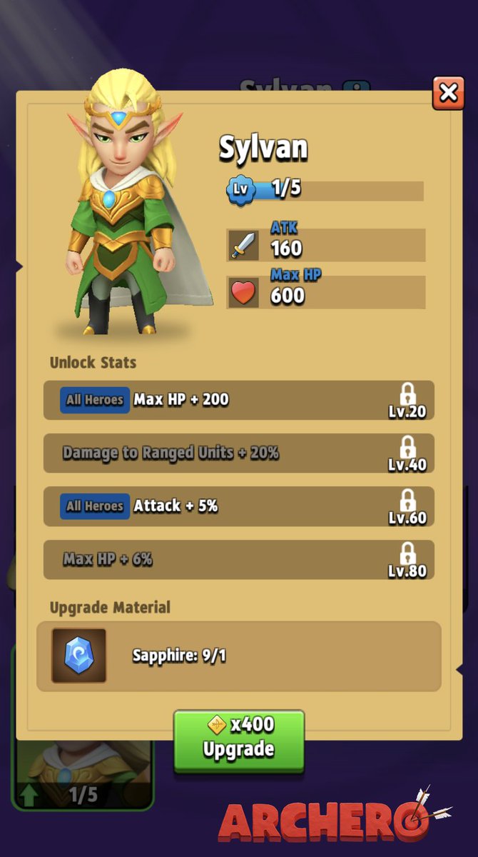 New Hero: Sylvan, an elf prince, master of the elements and loves nature. 
Skill: When attacking, there's a chance to trigger a random powerful elemental attack.
#archero