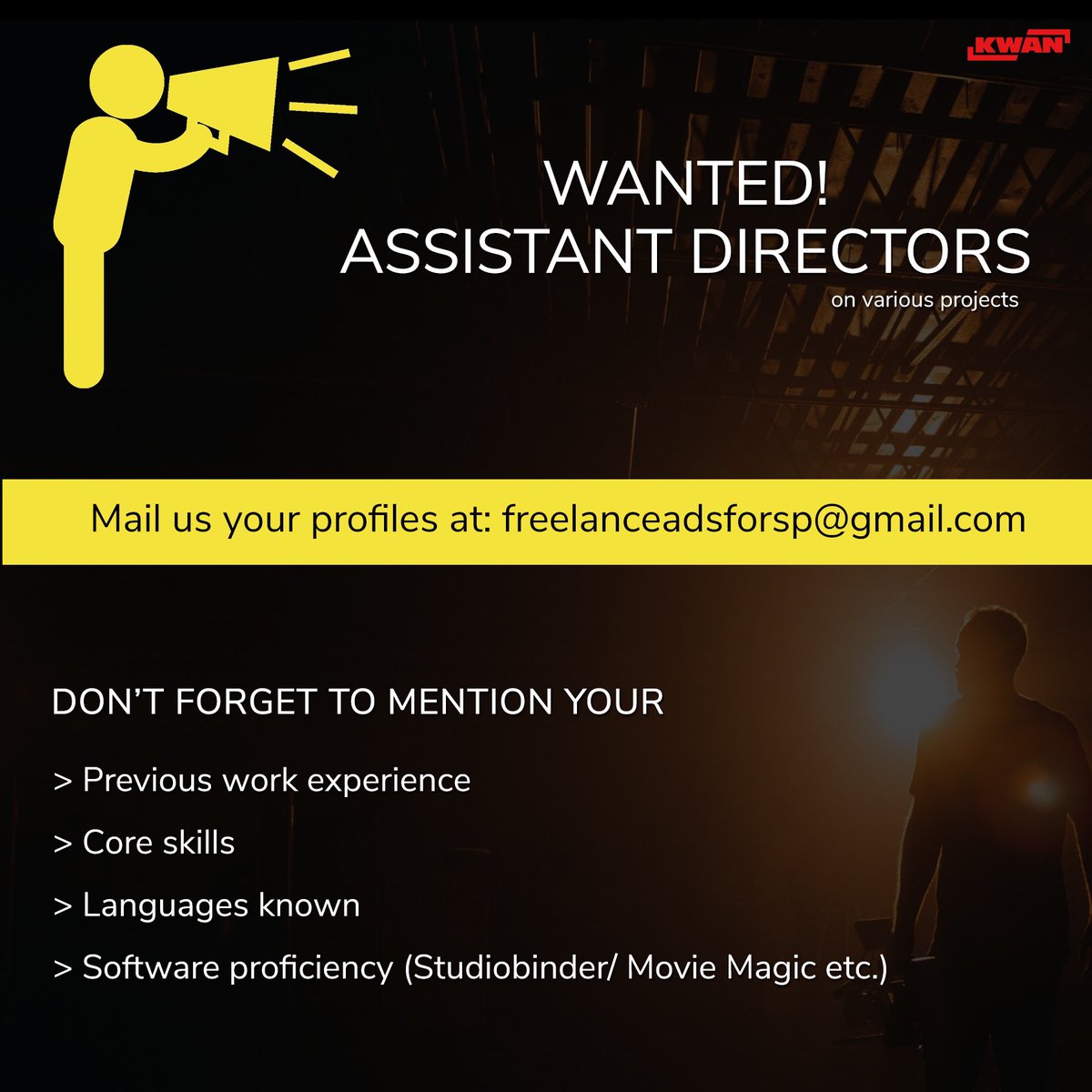 KwanSouth's tweet photo. We are looking for AD's on various projects, Please email your resumes to: freelanceadsforsp@gmail.com https://t.co/4y30maXcEm