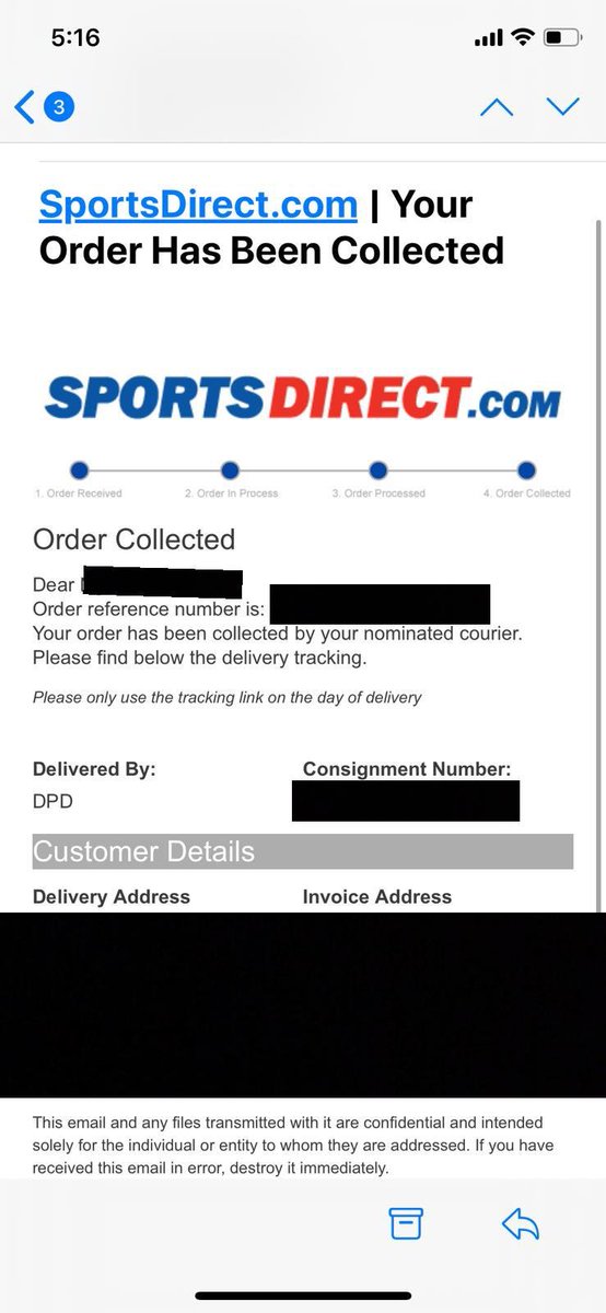 Kchu25's tweet photo. @SportsDirect_CS @SportsDirectUK @dpd_support PAID £7.99 for an order on the 14th for delivery next day on the 15th, and it still hasn’t arrived??? order was placed at 4pm...... broken promises, poor service! no contact details! https://t.co/XuHxuy3WiK