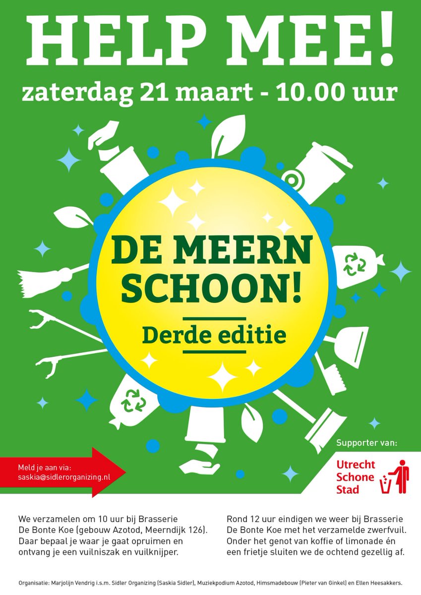 WorldCleanupDa1's tweet image. Het is weer tijd om Utrecht schoon te maken! 21 maart is het Landelijke Opschoon Dag #LOD2020 maar wij noemen het Utrechtse Opschoon Dag 😁 #uod2020. De eerste acties zijn al bekend in Vleuten en De Meern! Doe mee! #Utrecht #utrechtSchoneStad