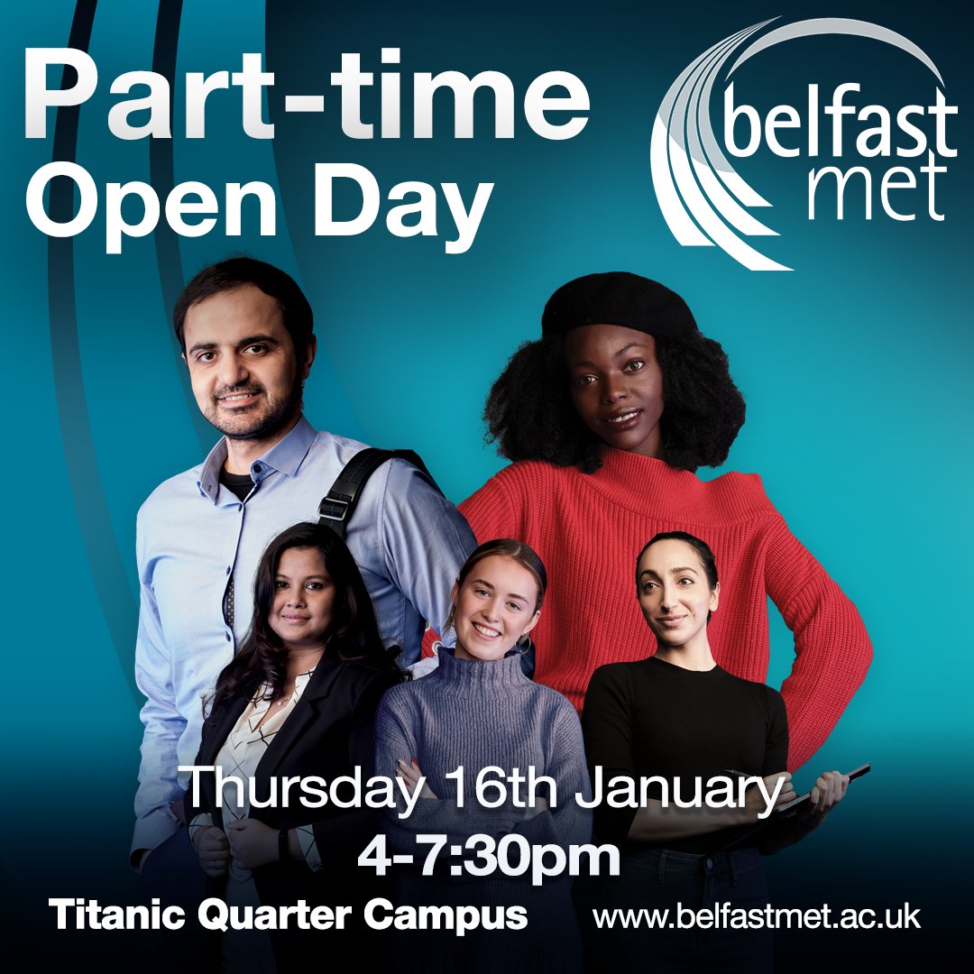 bfastmet's tweet photo. Time to upgrade? #MakeItYourTime with a course at Belfast Met!
Call into our Open Day at our Titanic Quarter Campus today, 4pm to 7.30pm, where our careers advisors and tutors will be available to discuss the wide range of options available!
#MakeItAtTheMet https://t.co/6Dmk0uPyuM