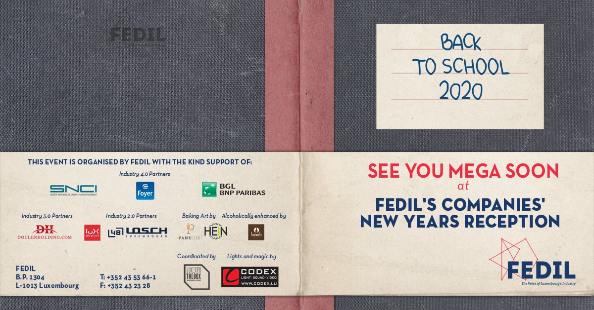 Fedil_Lux's tweet photo. So excited for our 2020 #FEDILNewYear's reception ! 🎉
Thanks to all our awesome partners & sponsors 🙂
#Foyer #SNCI #BGLBNPParibas #DoclerHolding
#LuxAirport #Losch #Panelux #Hein #Bexeb
#LuxExpoTheBox #Codex
➡️Join us to be part of this event next year: https://t.co/FnWwJFDSVv https://t.co/gM5FyQYyYg
