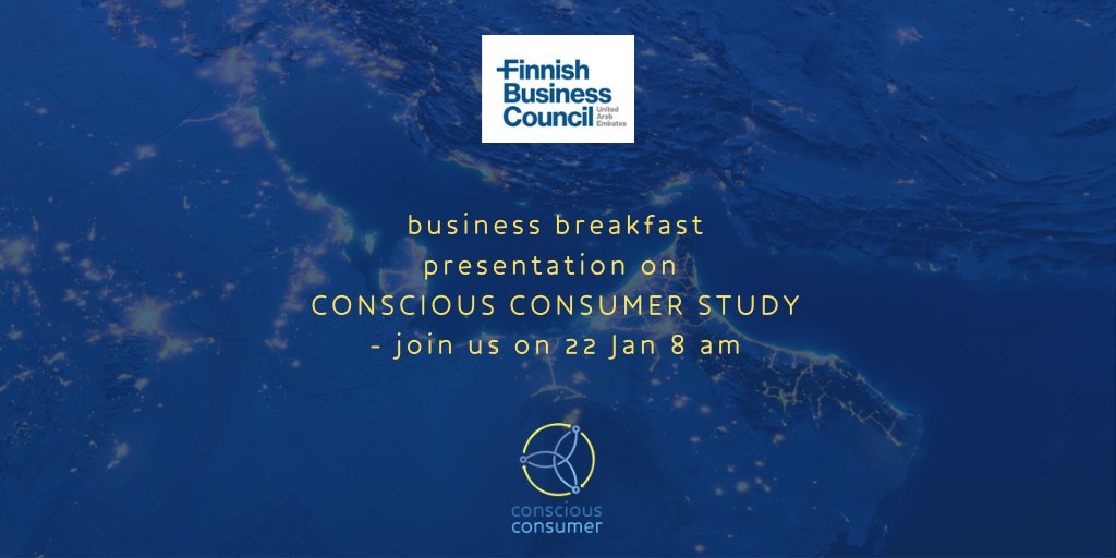 ThinkWider's tweet photo. Join us for Business Breakfast on Wed 22 Jan to learn about our Conscious Consumer UAE study. More info &amp; registration here https://t.co/VYVLKaCGdw

#consciousconsumerUAE
#SDG12
#uae
#dubai
#finnishbusinesscouncil https://t.co/DwfK366WIA