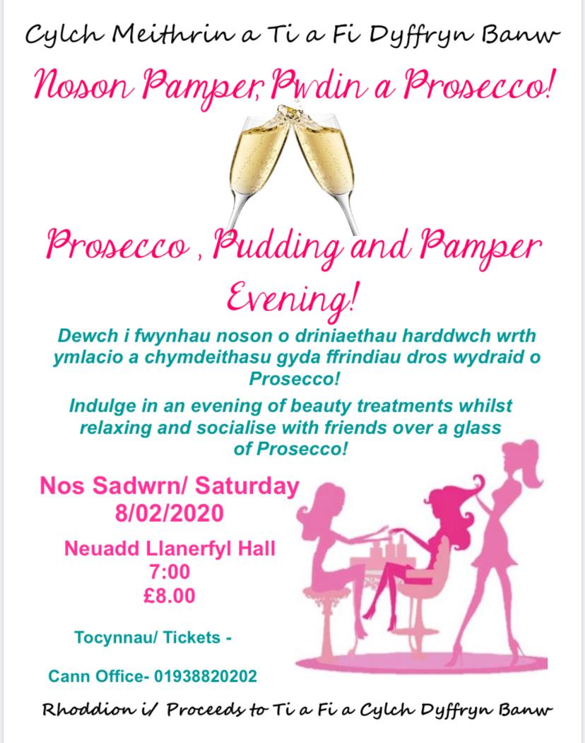 BanwCylch's tweet photo. 🍧🍨🍹🍷A date for your diary! February 8 in #Llanerfyl: Pamper, Pudding and Prosecco (in aid of our charity, Cylch Meithrin / Ti a Fi Dyffryn Banw). Dewch yn llu! 🍹🍸🍩🍧 @ysgolbanw @MenterMaldwyn @PAVOtweets @PowysFp @MudiadMeithrin @CountyTimes @AledH_ https://t.co/StorKfKV14 https://t.co/8iBPMYdVOh